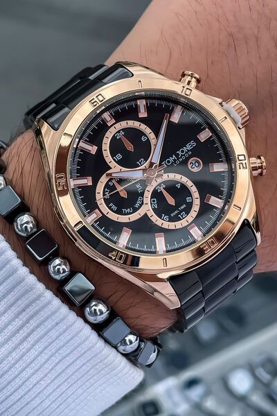 Tom Jones ÇELİK ERKEK KOL SAAT VE BİLEKLİK HEDİYELİ