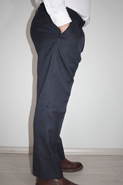 Jack Paul Erkek Lacivert Geniş Kesim Tek Pileli Balıksırtı Kumaş Pantolon