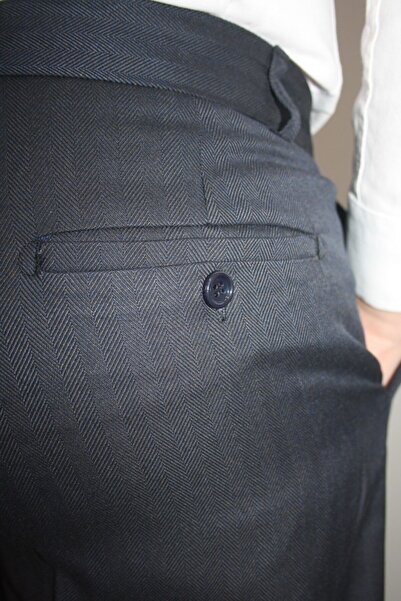 Jack Paul Erkek Lacivert Geniş Kesim Tek Pileli Balıksırtı Kumaş Pantolon