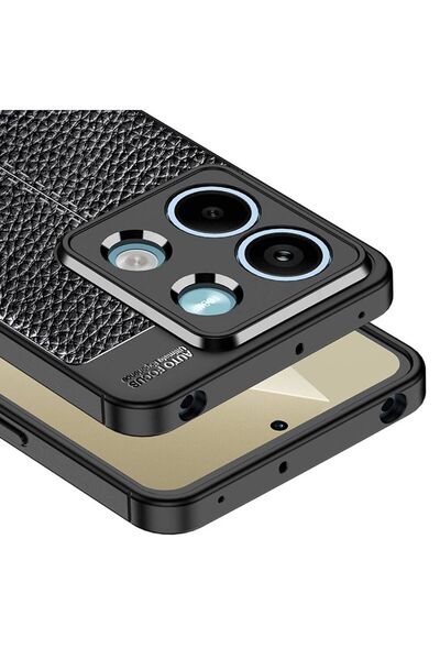 m.tk moveteck حافظة هاتف Xiaomi Redmi Note 13 Pro 4G مع حماية للكاميرا، مظهر جلدي، غطاء غير لامع من السيليكون بنمط خياطة Nis