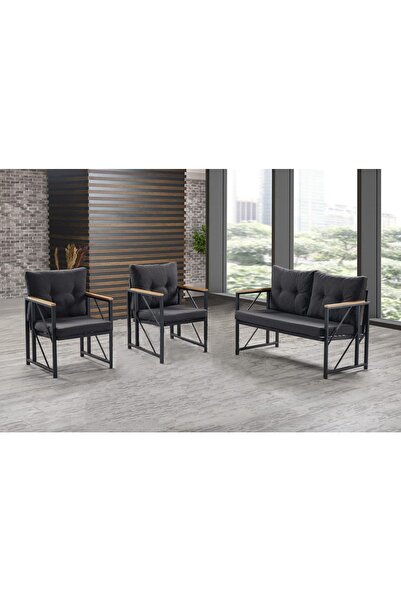 Kırlenta Liva 2 1 1 Bahçe , Balkon Mobilyası Antrasit Oturma Grubu Çay Seti