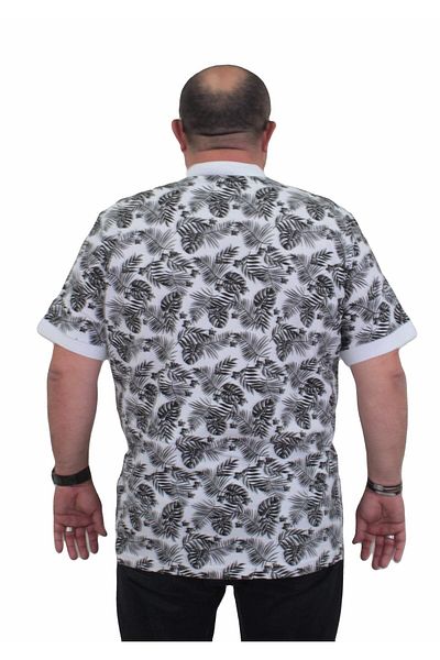 MocGrande Large Size Polo Neck Men's T-Shirt - Hawaii 24455 WHITE