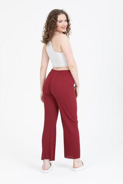 Bluence Pantaloni sport de damă cu nervuri cu talie elastică