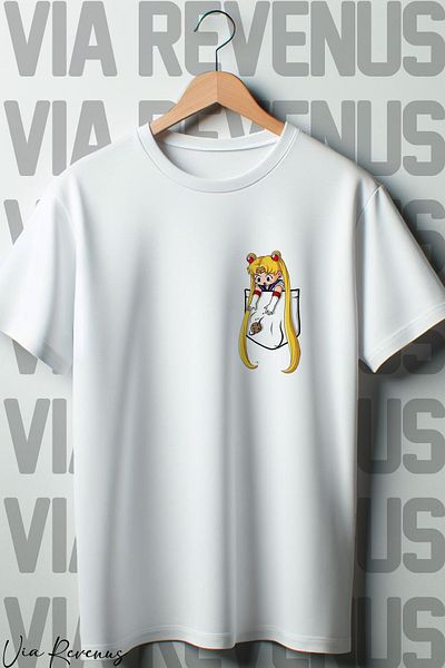 Vordevia Λευκό μπλουζάκι Oversize - Pocket Princess printed, Crew Neck