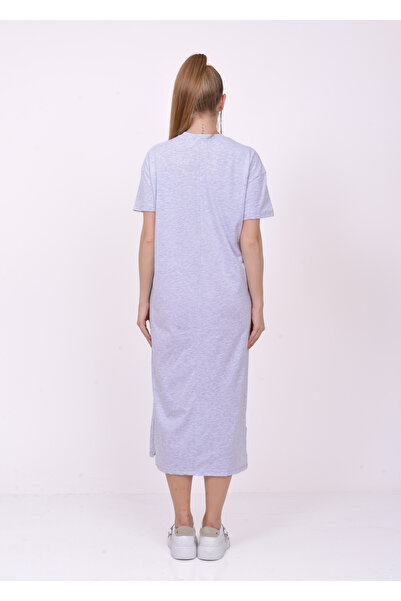 SevdeUgur Women's Gray Casual Short Sleeve Summer Combed Cotton Dress / Sevde Ugur