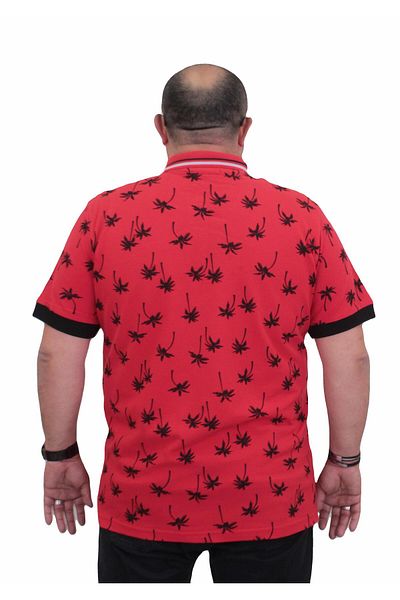 MocGrande Red Men's Polo Collar Large Size T-Shirt - Palm 24460