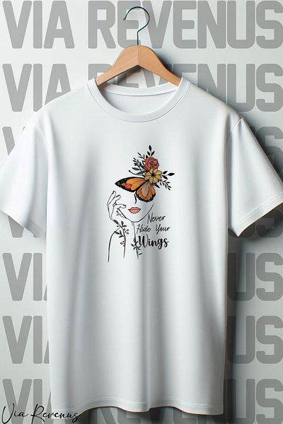 Vordevia Λευκό μπλουζάκι Oversize - Crew Neck, Never Hide Printed Wings