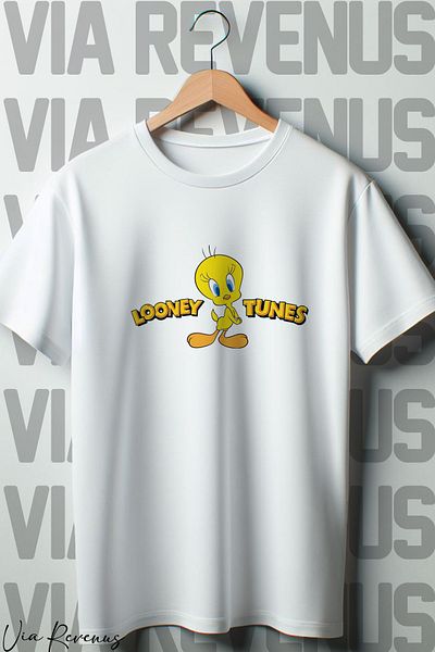 Vordevia LT Tweety Printed - Λευκό T-Shirt Oversize Crew Neck