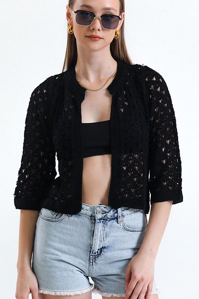 jöns since 1997 Cardigan de damă, ajurat, cu fața deschisă, scurtă, bolero