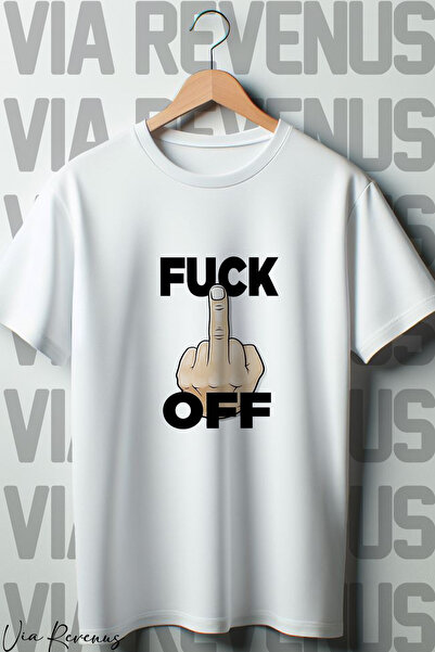 Vordevia F*ck Off Štampano Oversize kroj Široka Majica okrugla kragna Bela