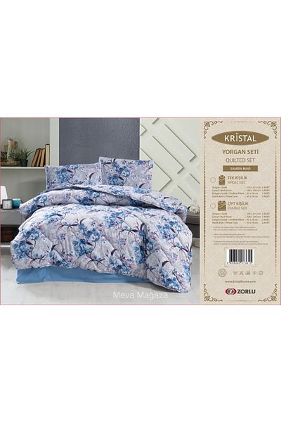 mevababy Crown Crystal Terry Cotton - Double Sleeping Quilt and Pillow Set, Stylish and Comfortable Quality
