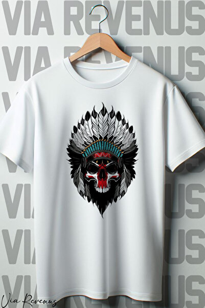 Vordevia Bela Oversize kroj majica - lubanja, crvena Koža li Štampano , okrug...