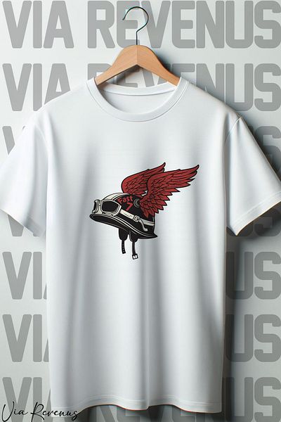 Vordevia Λευκό μπλουζάκι Oversize - Biker Printed, Crew Neck