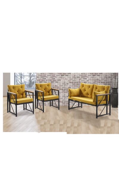 Kırlenta Liva 2 1 1 Sarı Balkon Bahçe Takımı Mobilyası