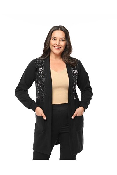 DHDmoda Selanik Örme Pul Payet İşemeli Cepli Ceket Hırka