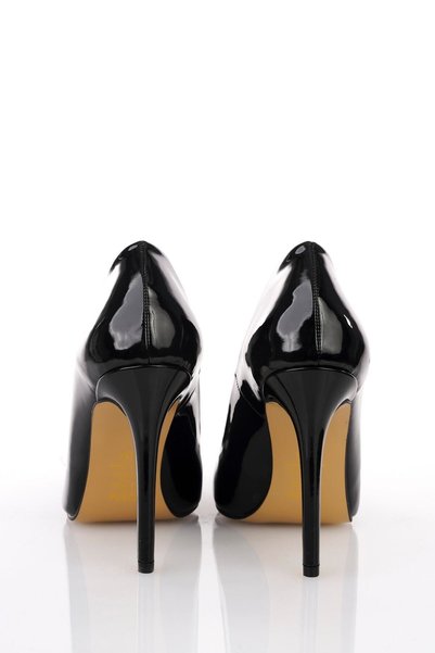 shoeSSpring Siyah Rugan 10,5 Cm Ince Topuklu Stiletto