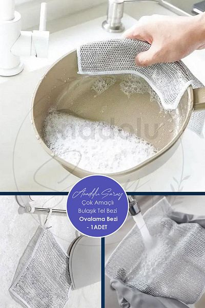 Anadolu Saray 1Pc Multifunctional Anti-Scratch Wire Dishcloth Dish Wire Rubbing Cloth Steel Wire Dish Towel
