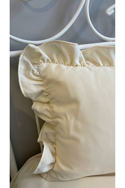 Decamor home Vintege Ekru Fırfırlı Yatak Örtüsü Tek Kişilik