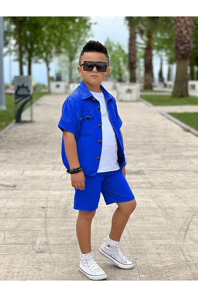 KiddyBO Linen 3-Piece Set - Shirt and Shorts Set