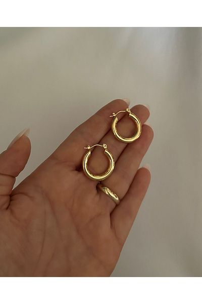 MAT STORE Steel Gold Hoop Earring 2.5 cm