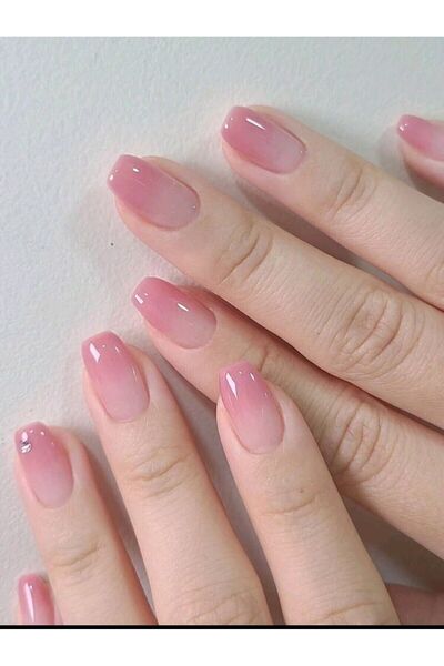 ELNİL BUTİK 24 Lü Takma Tırnak Setleri Orta Ebat Model Düz Pembe .