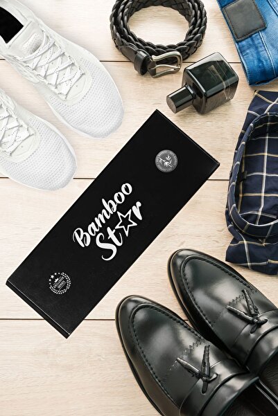 bamboo star Bambu Erkek Patik Düz Lacivert Çorap Dikişsiz Premium Kutulu 6'lı