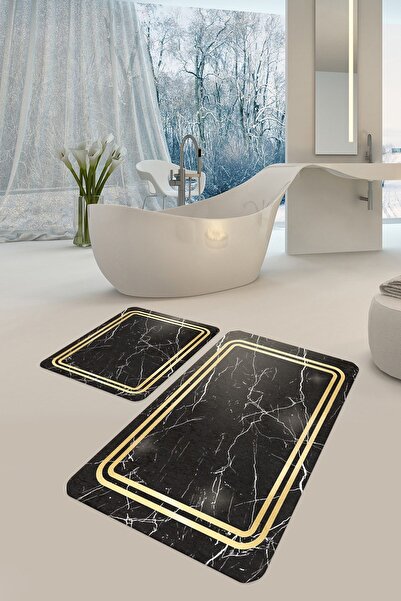 aymira home مجموعة مطبوعة رقمية مزخرفة مكونة من 2 طقم مرحاض بقاعدة غير قابلة للانزلاق