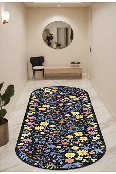 Digital Printing Four Seasons Anti-Slip Washable Corridor Kitchen and Room Cutting Runner Carpet Oval