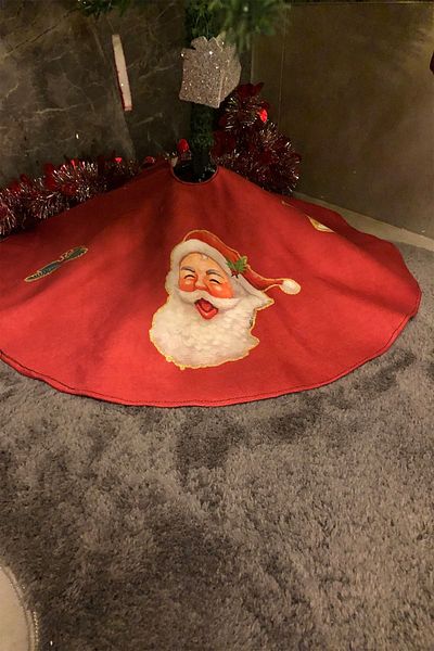 aymira home Christmas Pine Tree Foot Cover Washable Fabric with Velcro 65x65