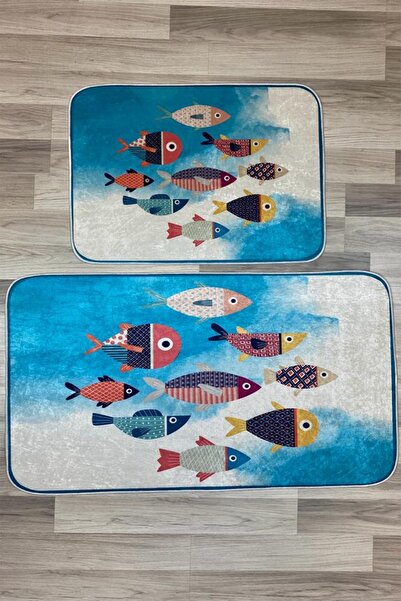 aymira home مجموعة مطبوعة رقمية مزخرفة مكونة من 2 طقم مرحاض بقاعدة غير قابلة للانزلاق