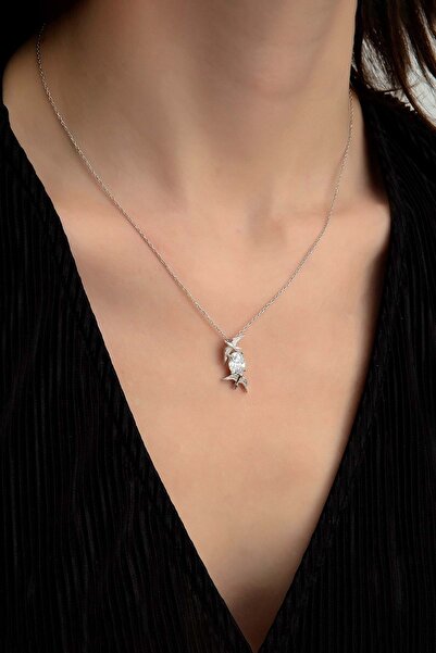 Else Silver 925 Ayar Gümüş Tek Taş Kırlangıç Kolye