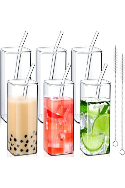 Yenigeldi قطعتان من أكواب البورسليكات المربعة المقاومة للعمل - مجموعة شفاطات ...