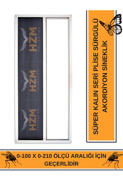 Hzm Collection Plise Pileli Sürgülü Akordiyon Katlanır Kapı Sinekliği 0-100 X...
