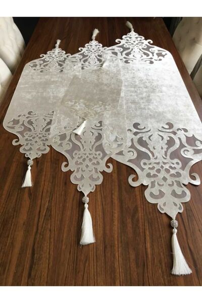 NURHAN HOME COLLECTION Crown Model Ecru Color Living Room Set 4 Pieces