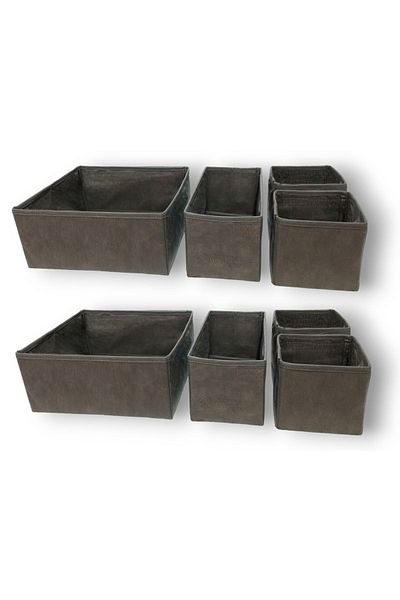 Balkan Room Anthracite 8-Piece Drawer Organizer Set - Multi-Purpose Cabinet Box Set
