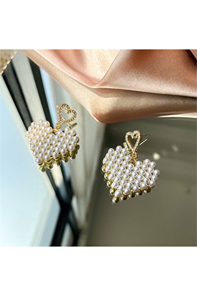 So Much Accesories So-much Altın Kaplama Romantik Kalp Inci Küpe