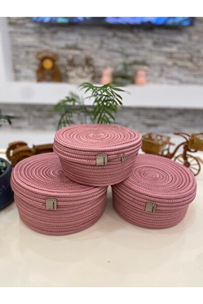 Genel Markalar 3 lü sepet çok amaçlı organizer kapaklı hasır jüt sepet takımı