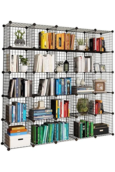 hodbehod 25 Bölmeli Metal Portatif Kitaplık Raf Dolap Organizer