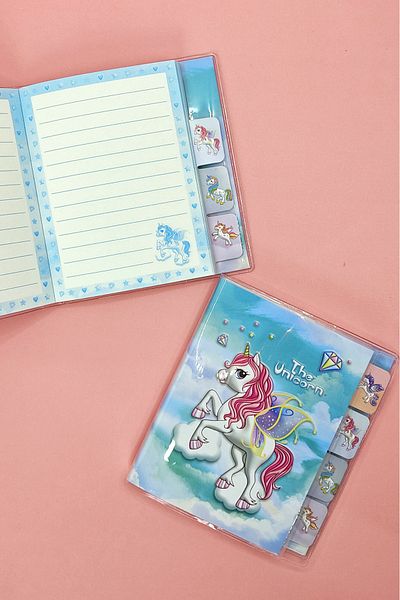 Limmy Blocnotes A6 cu tematică Unicorn, Agenda cu marcaj - Albastru