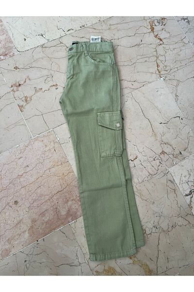 Eleysa Pantaloni de in verde fistic de înaltă calitate - buzunare cargo