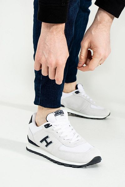 Hammer Jack White Navy Unisex Sneaker - Γνήσιο δέρμα, βρώμικα και casual αθλητικά παπούτσια
