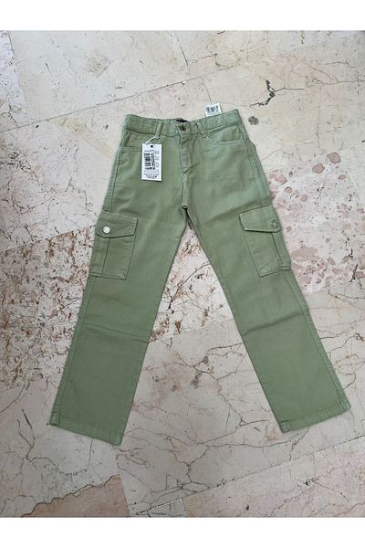 Eleysa Pantaloni de in verde fistic de înaltă calitate - buzunare cargo
