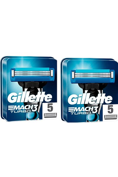 Gillette Mach3 Turbo 5-Piece Spare Razor Set - X 2 PCS