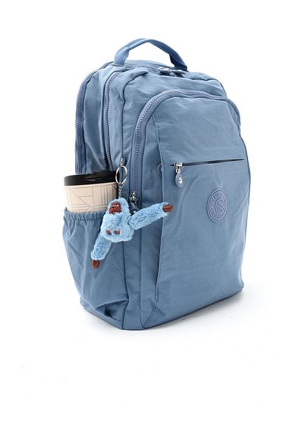 Sanmorris Unisex Blue Crinkle Laptop School and Backpack - Water Resistant, Multi-Compartment, Large Size