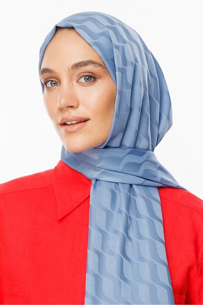 Mooncorn Şal cu model valuri jacquard mătăsos