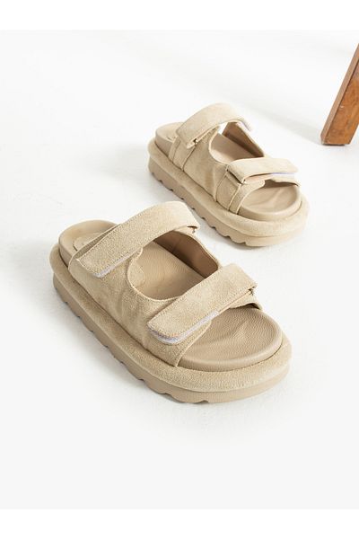 Alemdar Shoes Γυναικεία σανδάλια MORLY Nude Color - Σχέδιο Velcro