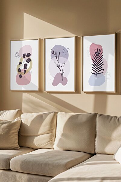 Artavessa Gerçek Ahşap Çerçeveli 3 Parça 3D Poster Tablo Seti