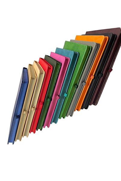 Kerem ofis Striped Thermo Leather Notebook - 15x21 Edge, Elastic Undated Agenda