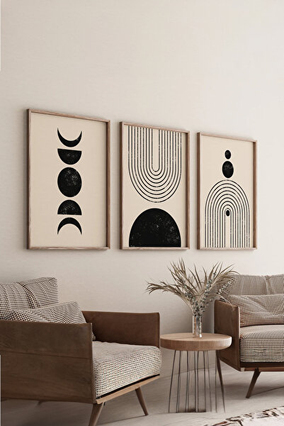 Artavessa Gerçek Ahşap Çerçeveli 3 Parça 3D Poster Tablo Seti