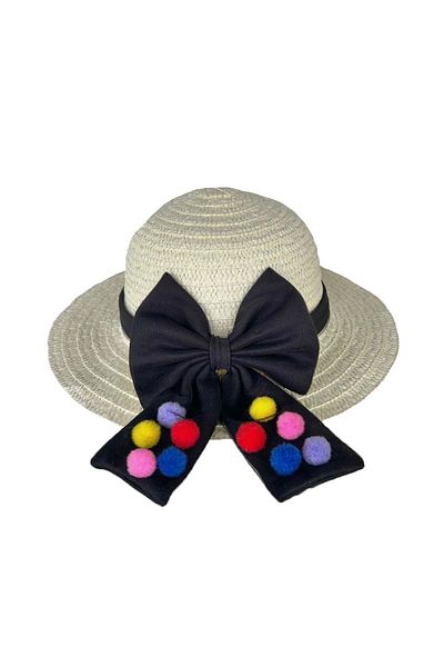 By Piera Straw Girl's Hat - Pompom, Model 0277